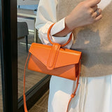 Women's Small Retro Leather Shoulder Bag Yellow Orange Crossbody Fanny Pack