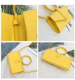 Women's Small Retro Leather Shoulder Bag Yellow Orange Crossbody Fanny Pack