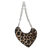 Leopard Shoulder Bag Heart Saddle Handbag