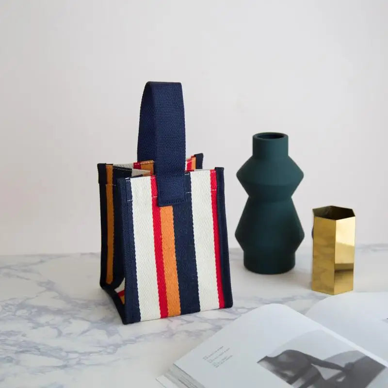 Women Plaid Lunch Bag Tote Canvas Shopping Mummy Picnic Tote Children Kid Food