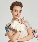 Satin Rose Handbag Evening Wedding Purse Flower Clutch Bag