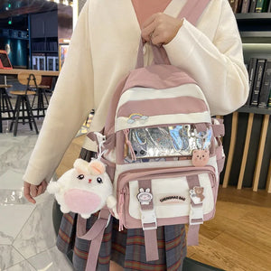 Women School Backpack Nylon Bagpack Anti Theft Rucksack