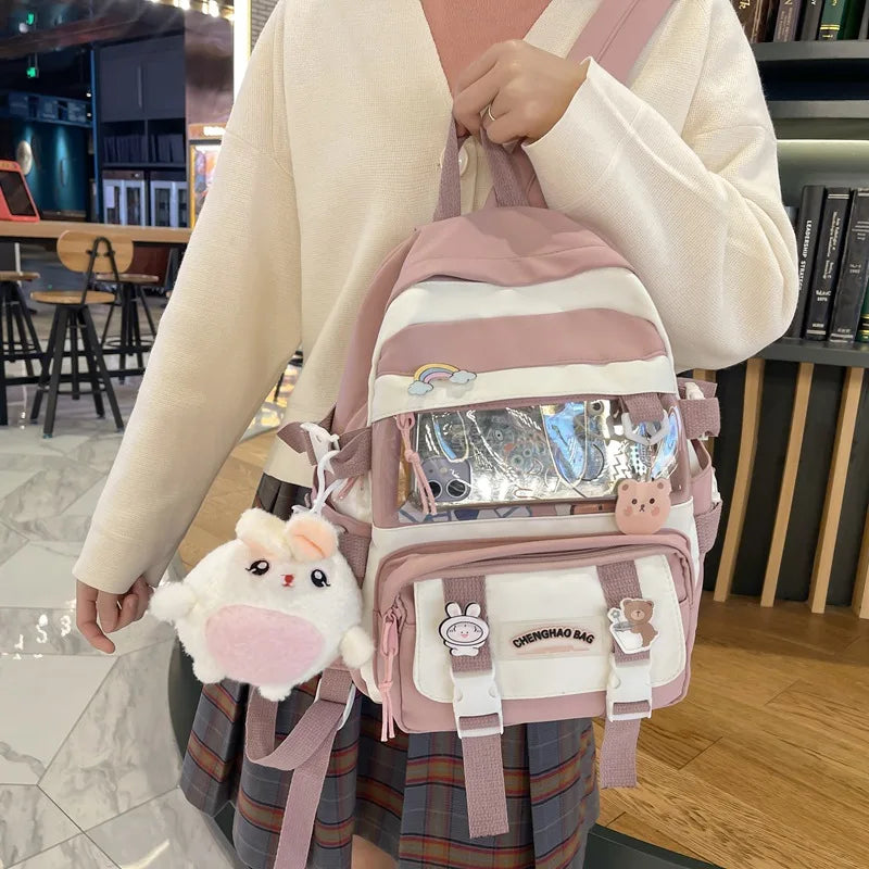 Women School Backpack Nylon Bagpack Anti Theft Rucksack