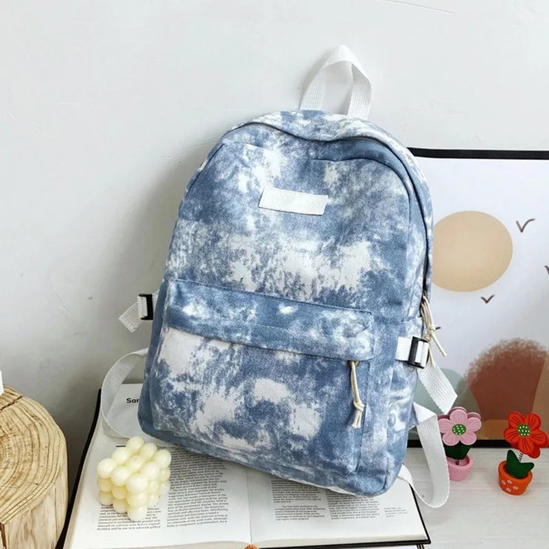 Canvas Women Backpack Tie Dye Shoulder Bag Bookbags Teen Girls Rucksack