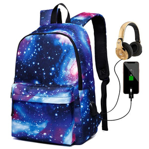 Canvas Backpack USB Charging School Bags for Teenagers Large Capacity Travel