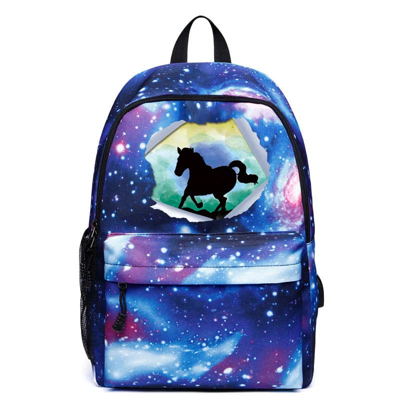 Canvas Backpack USB Charging School Bags for Teenagers Large Capacity Travel