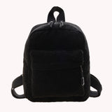 Women School Corduroy Solid Backpack Autumn Winter Small Rucksack