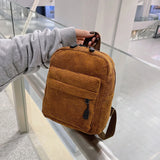 Women Corduroy Backpack Autumn Winter Small Rucksack