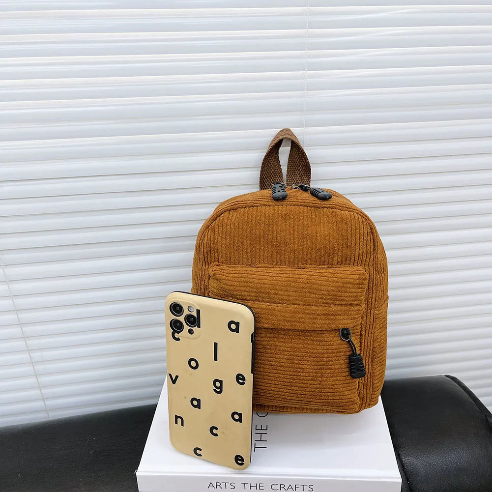 Women Corduroy Backpack Autumn Winter Small Rucksack