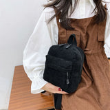 Women School Corduroy Solid Backpack Autumn Winter Small Rucksack