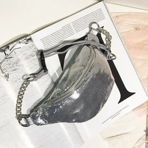 Sequin Fanny Pack Women Waist Bag Glitter Bum Belt Shoulder Bag