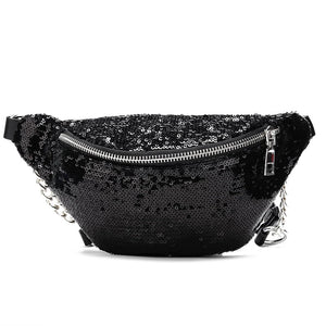 Sequin Fanny Pack Women Waist Bag Glitter Bum Belt Shoulder Bag Female