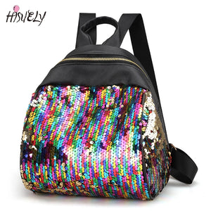 Sequins Backpack for Teenage Girls Mini Travel Bag