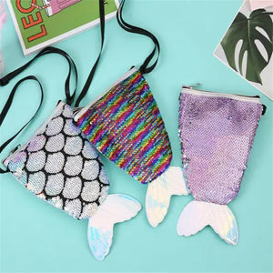 Women Sequins Small Shoulder Bag Crossbody Handbag Girl Cartoon Beach Bags