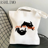 Checkerboard Graphics Canvas Shopper Bag Big Capacity Shoulder Bag