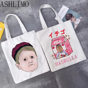 Hasbulla King Harajuku Canvas Shopper Bag Large Shoulder Tote Handbag