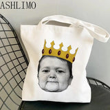 Hasbulla King Harajuku Canvas Shopper Bag Large Shoulder Tote Handbag