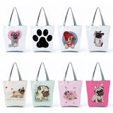 Customizable Pug Paw Funny Print Women Shopper Bag Handbag