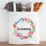 Floral Wreath Name Flower Initial Shopper Bag Tote Lady Handbag