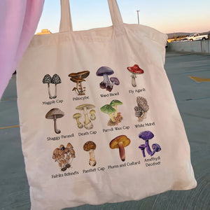 Women Shopper Mushroom Canvas Bag Tote Shoulder Lady Handbag