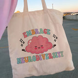 Floral Canvas Shopper Bag Y2K Tote Shoulder Lady Bag