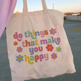 Y2K Letters Canvas Shopper Bag Tote Shoulder Lady Handbag