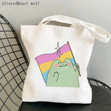 Rainbow Pride Flag Frog LGBT Bag Harajuku Shopping Canvas Shopper Bag