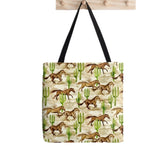 Gray Running Horses Pattern Bag Harajuku Shopping Canvas Shopper Tote Shoulder L