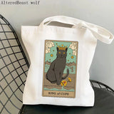 Women Shopper bag The cat Tarot Printed Bag Harajuku Shopping Canvas