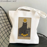 Women Shopper bag The cat Tarot Printed Bag Harajuku Shopping Canvas