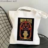 Women Shopper bag The cat Tarot Printed Bag Harajuku Shopping Canvas