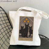 The World Tarot Printed Shopper Bag Harajuku Canvas Tote Shoulder Lady Bag