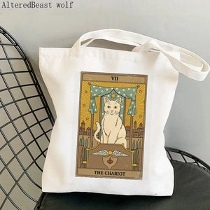 The World Tarot Printed Shopper Bag Harajuku Canvas Tote Shoulder Lady Bag
