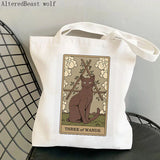 The World Tarot Printed Shopper Bag Harajuku Canvas Tote Shoulder Lady Bag