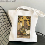 The World Tarot Printed Shopper Bag Harajuku Canvas Tote Shoulder Lady Bag