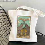The World Tarot Printed Shopper Bag Harajuku Canvas Tote Shoulder Lady Bag
