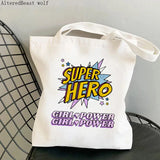 Feminism Girl Power Tote Bag Harajuku Shopping Shoulder Lady Bag