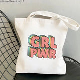 Feminism Girl Power Tote Bag Harajuku Shopping Shoulder Lady Bag