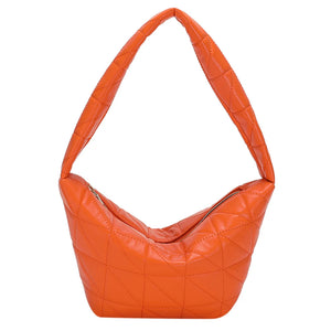 Women Clutches PU Leather Shoulder Bag Quilted Rhombus Pattern Tote Bag