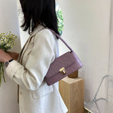 Retro Casual Lady Handbag Stone Pattern Shoulder Bag PU Leather Top Handle Bag