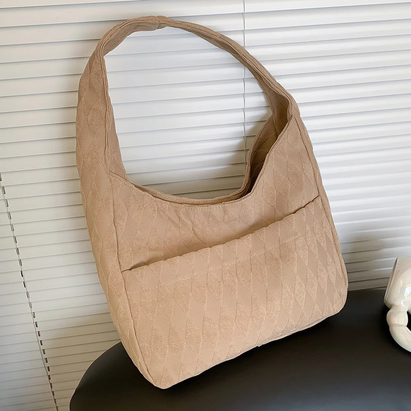 Casual Hasp Rhombus Top-handle Bag for Daily Travel