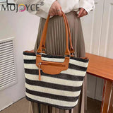 Large Capacity Knit Clutch Striped with Zipper for Women