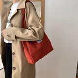 Women Shoulder Bag Stylish Handbag Totes High Capacity Corduroy B