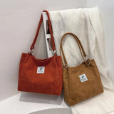 Women Shoulder Bag Stylish Handbag Totes High Capacity Corduroy B