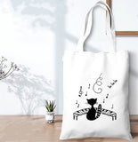 Musical Instrument Canvas Tote Bag Eco Reusable Harajuku Book Bag