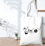 Musical Instrument Canvas Tote Bag Eco Reusable Harajuku Book Bag