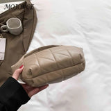 Women Quilted Leather Shoulder Bag Solid Girl Clutch
