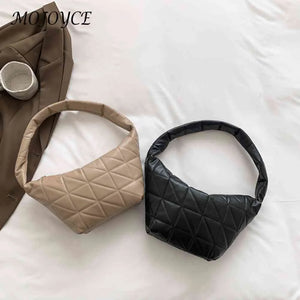 Women Quilted Leather Shoulder Bag Solid Girl Clutch