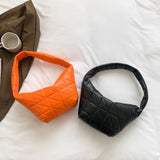 Women PU Leather Shoulder Bag Quilted Rhombus Pattern Solid Clutch