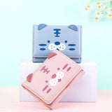 Women Short Thin Tiger and Pig Small Wallet Student Three-fold Coin Purse